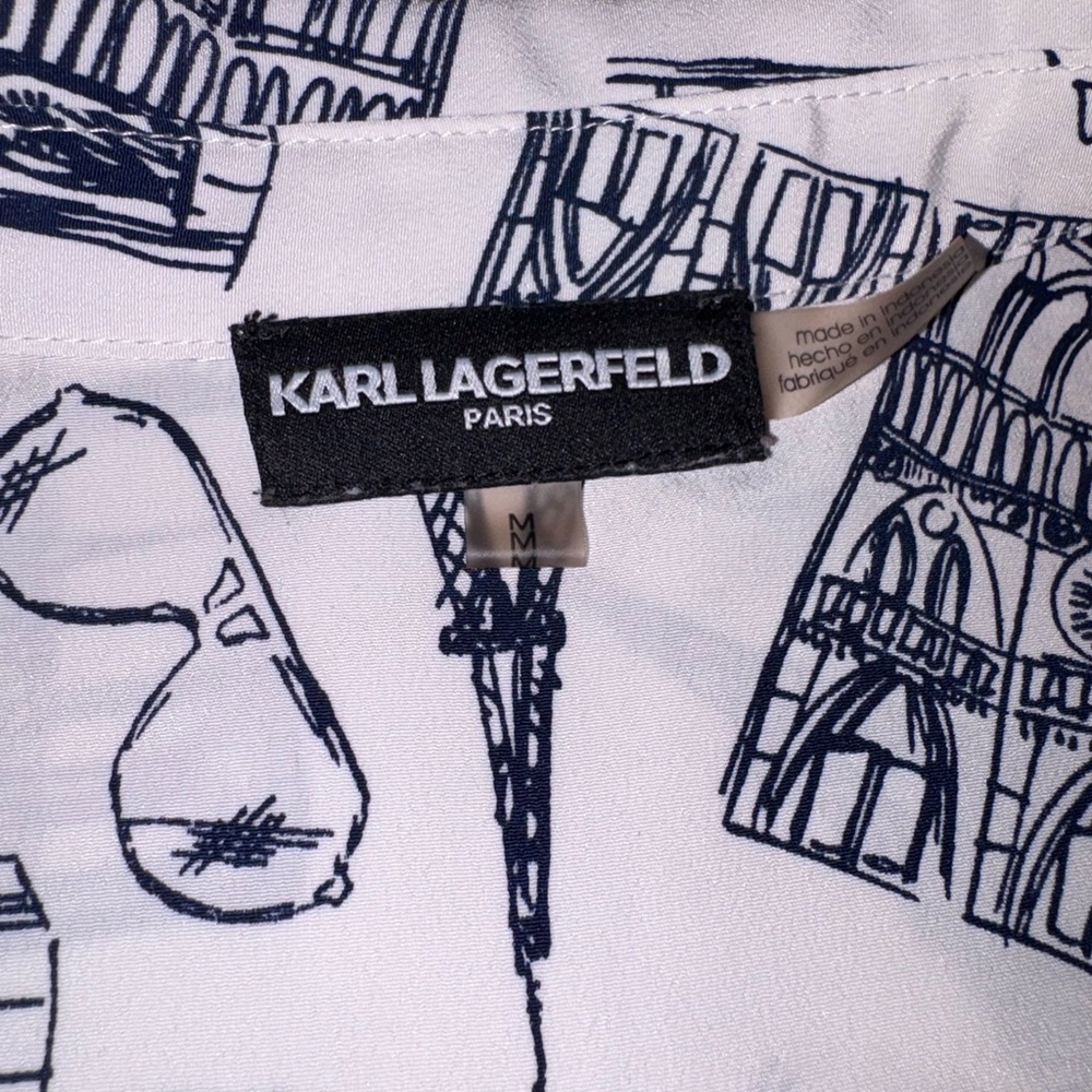 Karl Lagerfield “love from Paris” graphic button up M - Picture 5 of 6